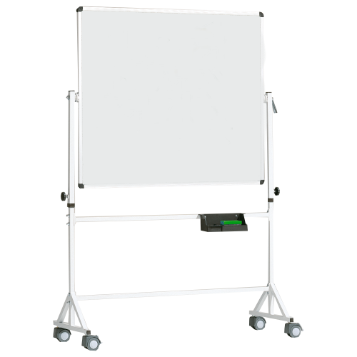 Fahrbares Whiteboard aus Stahl mit Vierkantgestell, Serie 9 ST, weiß