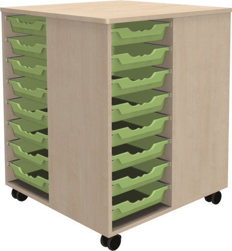 Spielinsel A-Toll Maxi, mit 32 flachen Ergo Tray Boxen, fahrbar