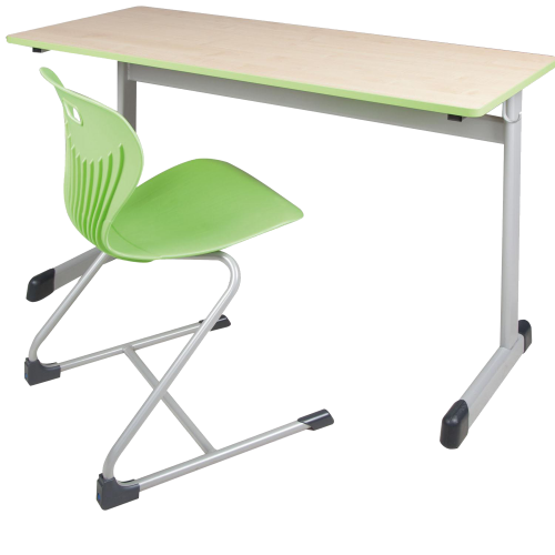 Zweier-Schülertisch 130x65 cm Modell T, Tischplatte Melamin mit ABS- Kante