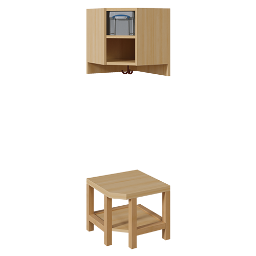 Garderoben-Innenecke, für doppelte Ablage inklusive Box