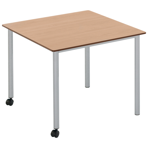 Vari² Quadrattisch, Schultisch fahrbar mit Rundrohr Vierfußgestell