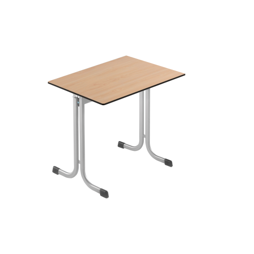 Einer-Schülertisch 70x65 cm MT60E-S, HPL-beschichtete Tischplatte mit Massivholz Einleimer