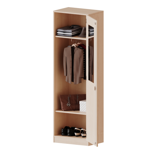 Garderobenschrank mit Spiegel und Garderobenstange, 5 Ordnerhöhen - Serie evo180