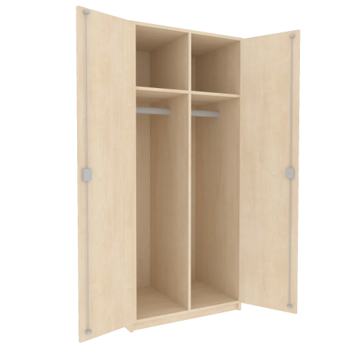 Zweitüriger Garderobenschrank mit zwei Einlegeböden, Serie 472-1